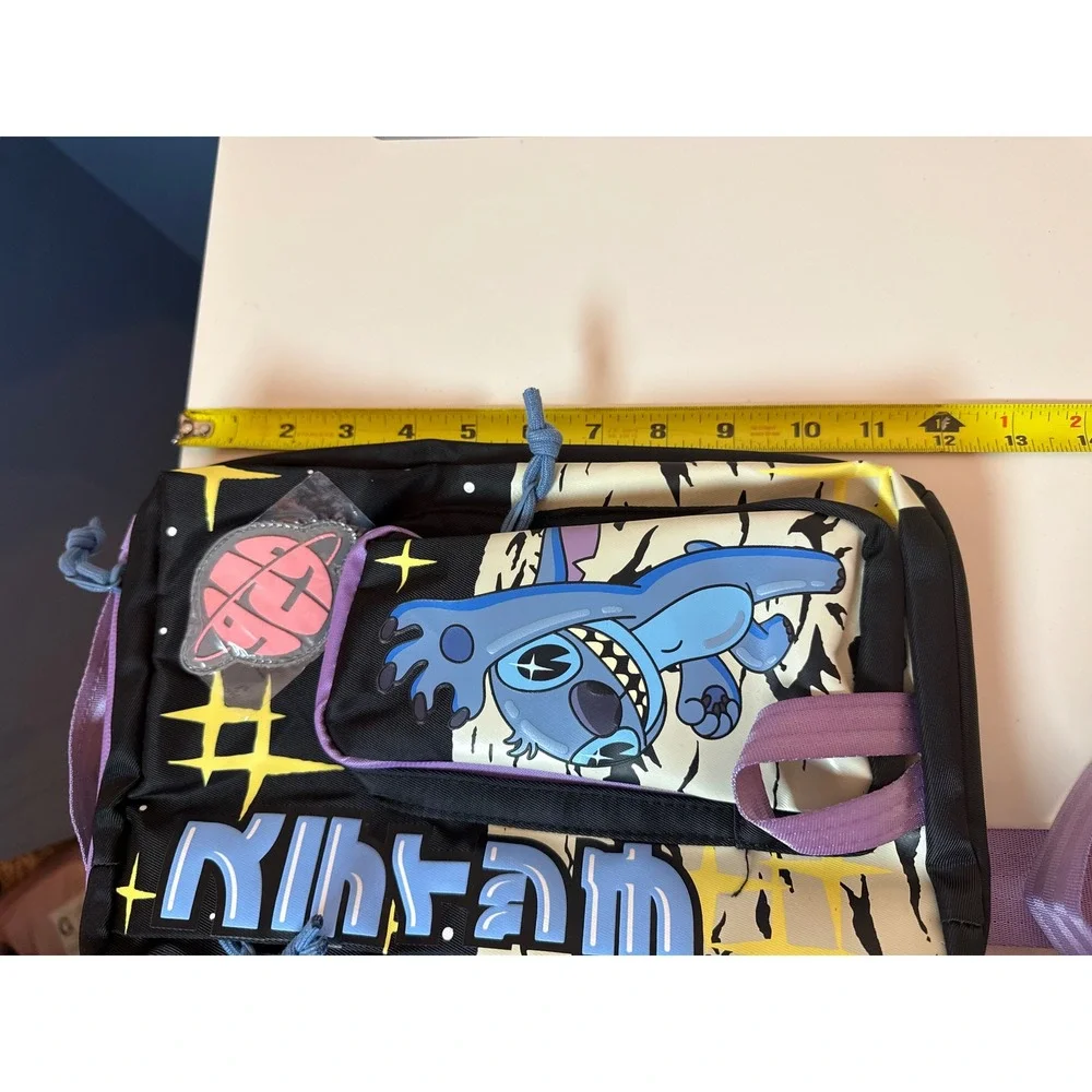 Bioworld Disney Stitch Tactical Sling Bag Unisex OS New Black Purple Crossbody